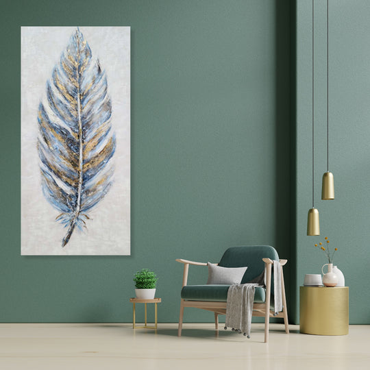 Golden Feather Elegance - Embellished Art - EA448 - 40x80cm
