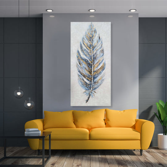 Golden Feather Elegance - Embellished Art - EA448 - 40x80cm