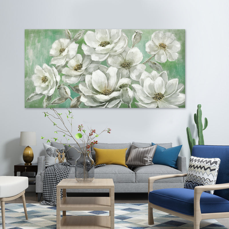 White Blossoms on Green - Embellished Art - EA453 - Priceless ART:  Australia's Largest Range of Affordable ART
