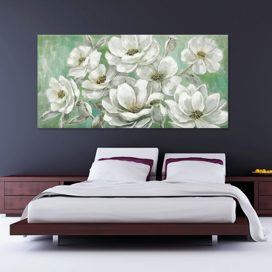 White Blossoms on Green - Embellished Art - EA453 - Priceless ART:  Australia's Largest Range of Affordable ART