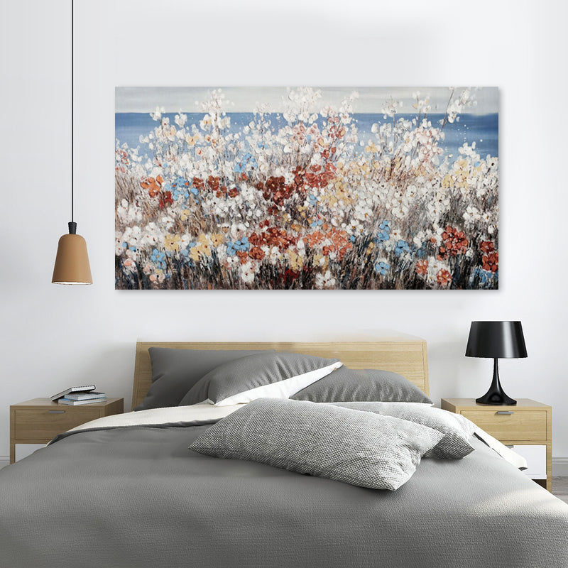 Coastal Wildflower Meadow - Embellished Canvas Art - 80x150cm - EA456