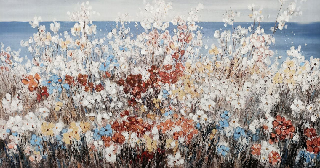 Coastal Wildflower Meadow - Embellished Canvas Art - 80x150cm - EA456