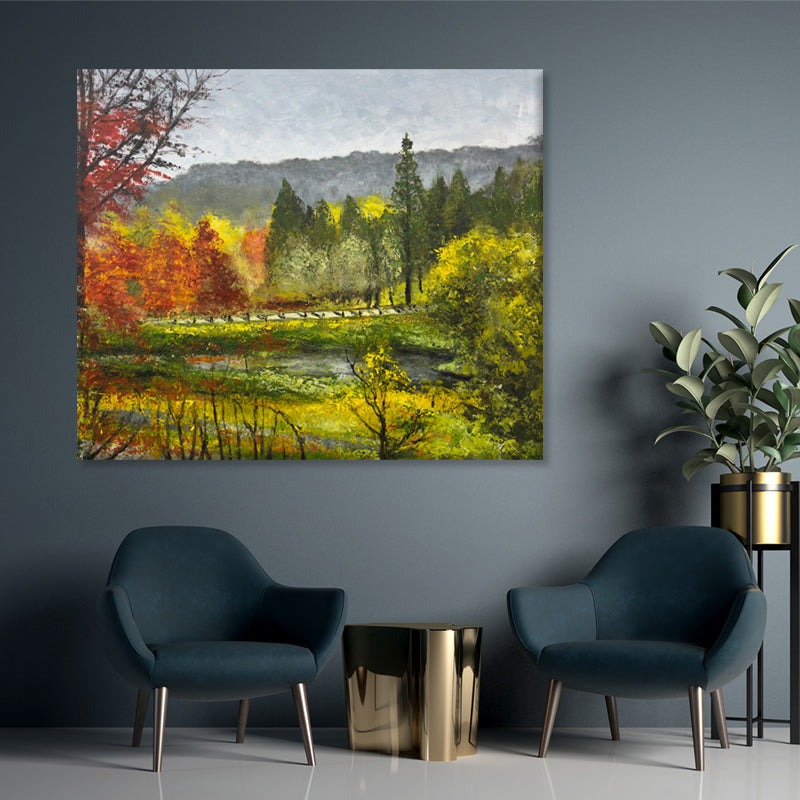 Autumn Park Reflections - Embellished Canvas Art - 100x120cm - EBA111