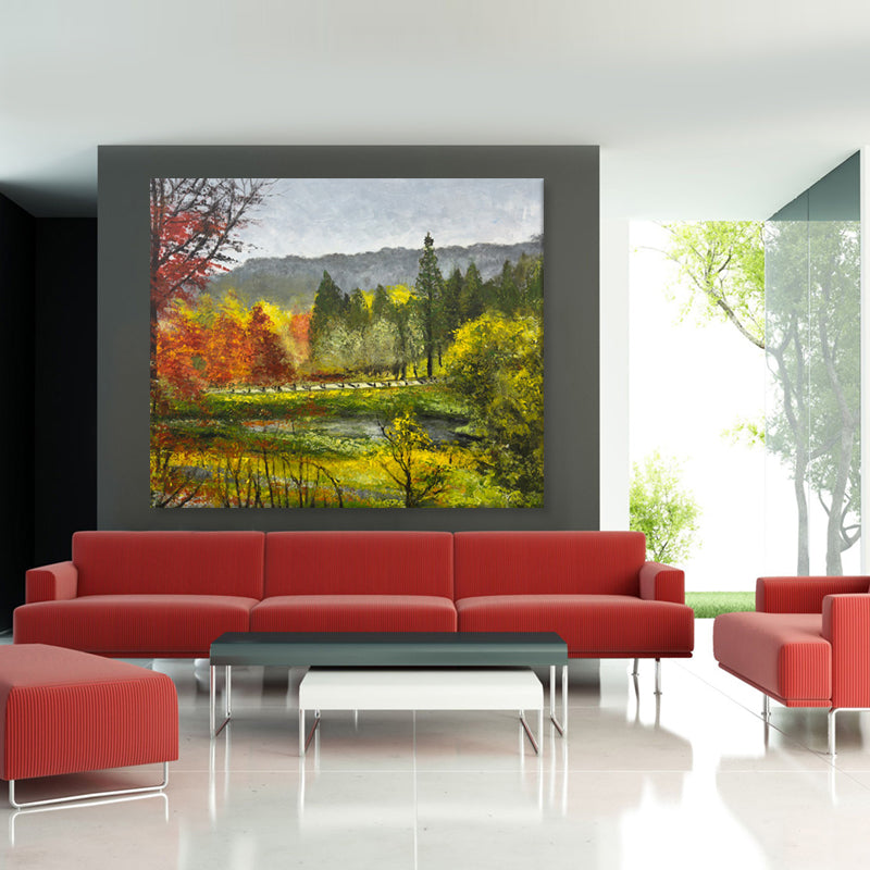 Autumn Park Reflections - Embellished Canvas Art - 100x120cm - EBA111