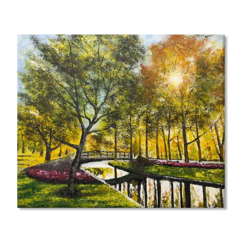 Sunlit Garden Canal - Embellished Canvas Art - 100x120cm - EBA112