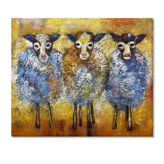 Three Curious Sheep - Embellished Canvas Art Print - 100x120cm - EBA113