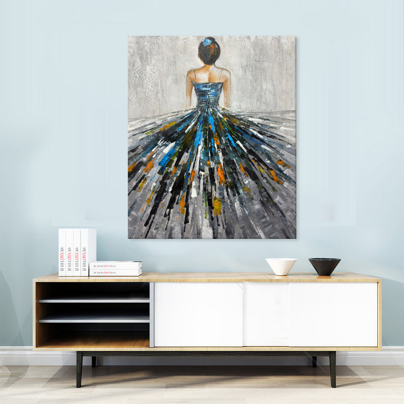Elegance in Blue - Embellished Canvas Art Print - 100x120cm - EBA114