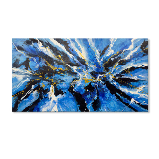 Blue Energy Abstract - Embellished Canvas Art Print - 100x200cm - EBA119