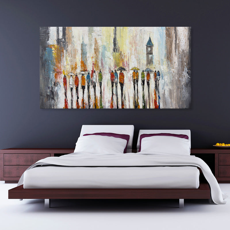 City Stroll Reflections - Embellished Canvas Art Print - 80x150cm - EBA118