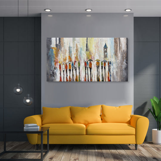 City Stroll Reflections - Embellished Canvas Art Print - 80x150cm - EBA118