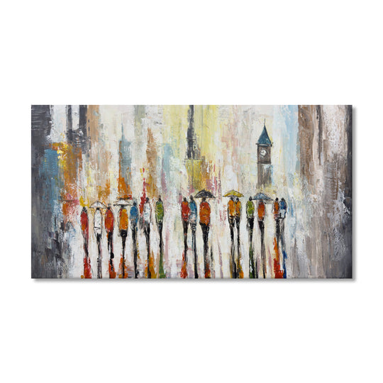 City Stroll Reflections - Embellished Canvas Art Print - 80x150cm - EBA118