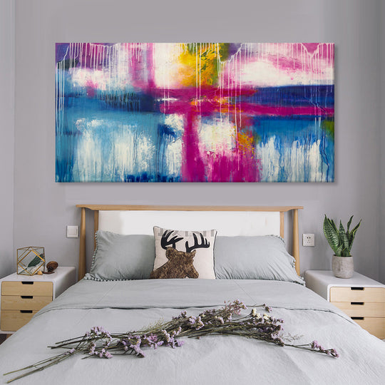 Vibrant Reflections Abstract - Embellished Canvas Art Print - 100x200cm - EBA120