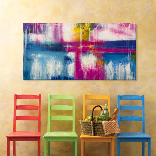 Vibrant Reflections Abstract - Embellished Canvas Art Print - 100x200cm - EBA120