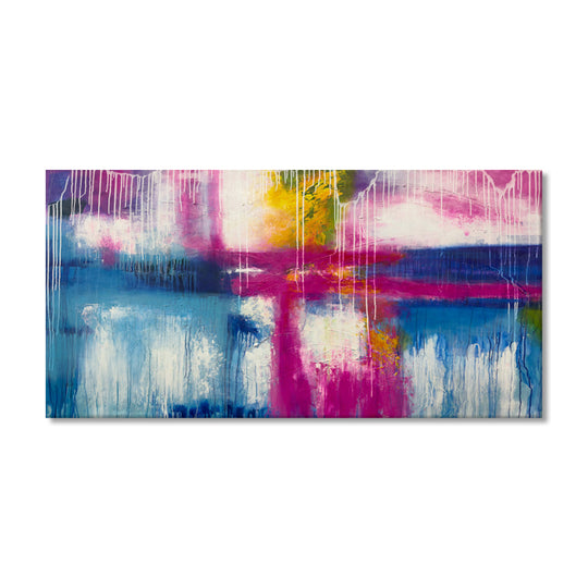 Vibrant Reflections Abstract - Embellished Canvas Art Print - 100x200cm - EBA120