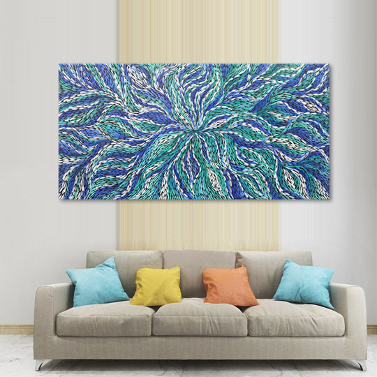 Ocean Currents - Embellished Contemporary Abstract Artwork 100x200cm - EBA128
