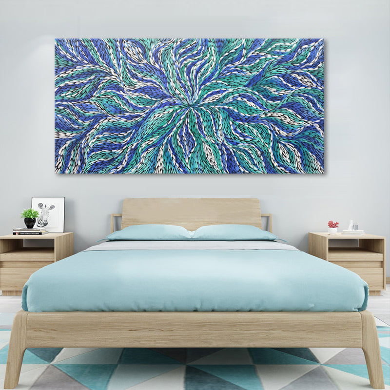 Ocean Currents - Embellished Contemporary Abstract Artwork 100x200cm - EBA128