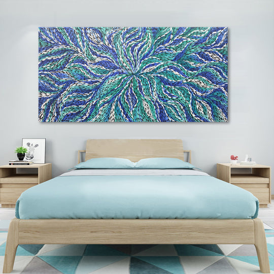 Ocean Currents - Embellished Contemporary Abstract Artwork 100x200cm - EBA128