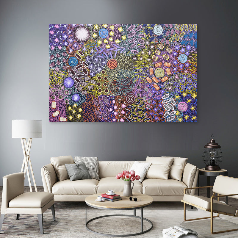 Celestial Dreaming - Embellished Contemporary Dot Painting Artwork 100x150cm - EBA129