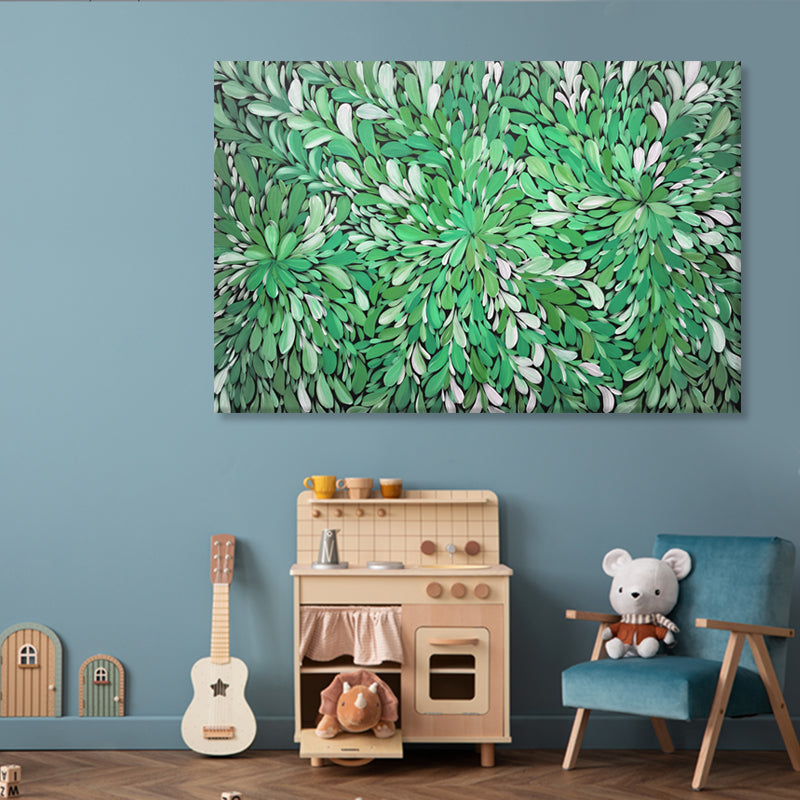 Verdant Flow - Embellished Contemporary Botanical Artwork 100x150cm - EBA139