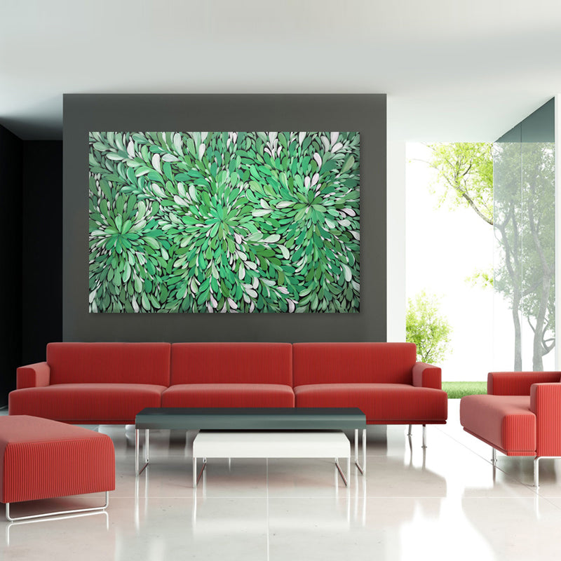 Verdant Flow - Embellished Contemporary Botanical Artwork 100x150cm - EBA139