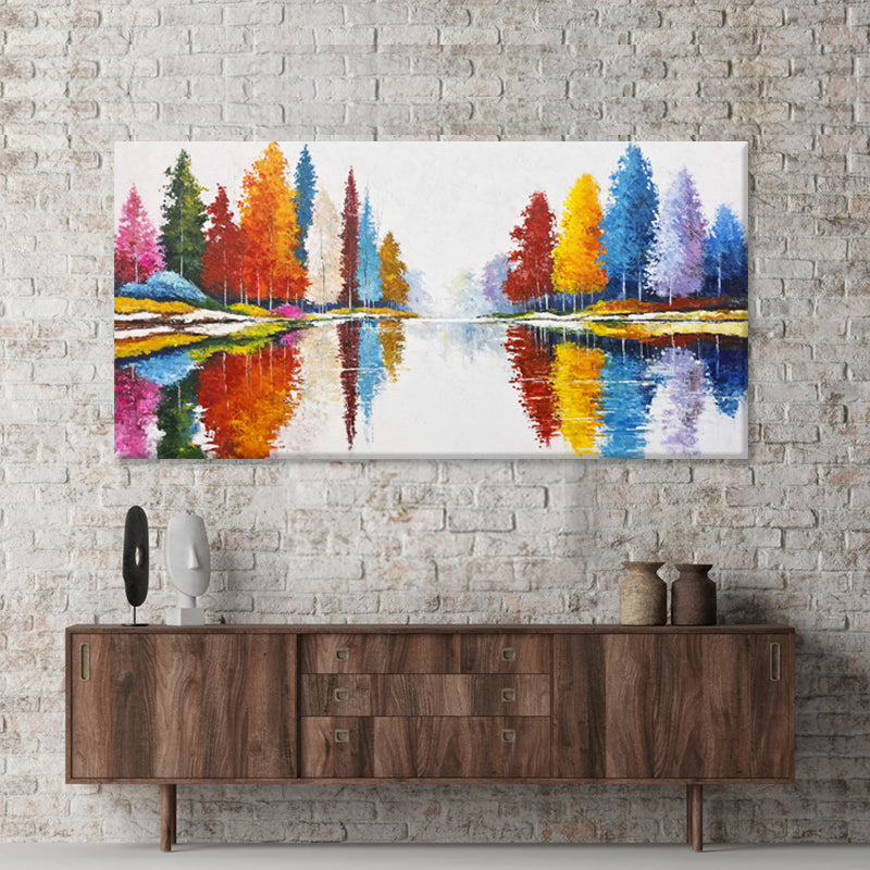 Colour Reflections - Embellished Contemporary Landscape Artwork 100x200cm - EBA140