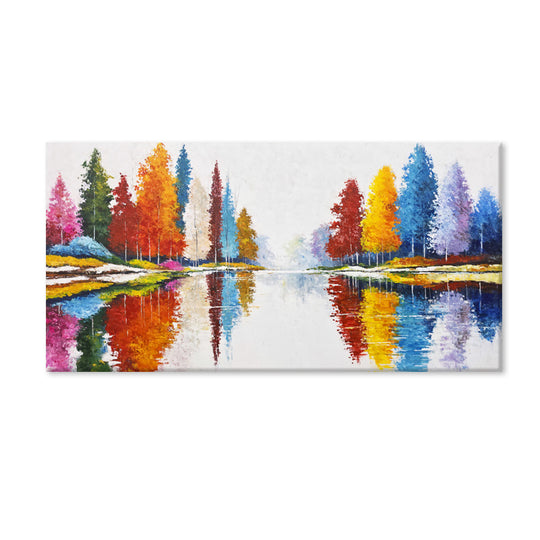 Colour Reflections - Embellished Contemporary Landscape Artwork 100x200cm - EBA140