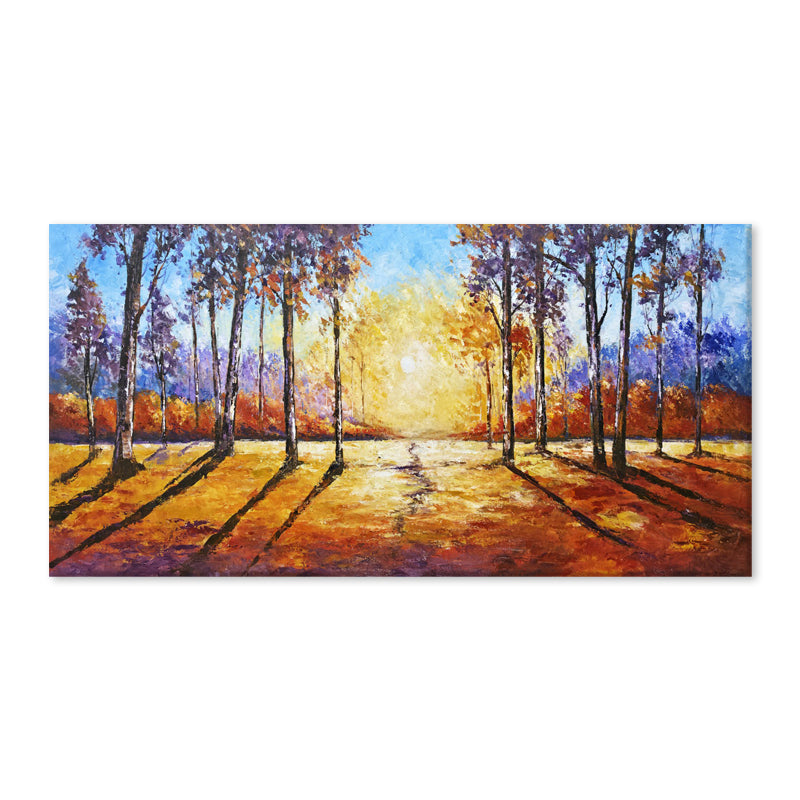 Golden Forest Light - Embellished Contemporary Landscape Print 100x200cm - EBA141