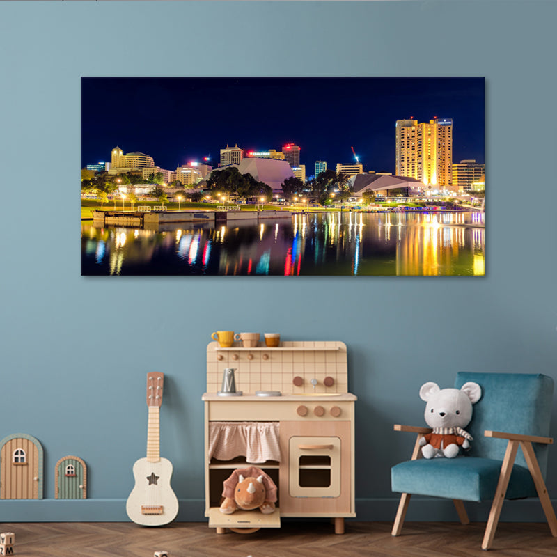 Adelaide Riverbank Skyline at Night Canvas Print - 100x200cm - JP518