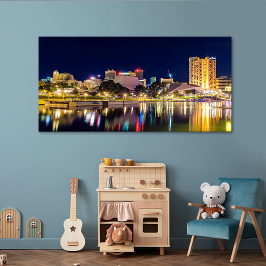 Adelaide Riverbank Skyline at Night Canvas Print - 100x200cm - JP518
