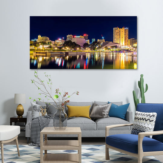 Adelaide Riverbank Skyline at Night Canvas Print - 100x200cm - JP518