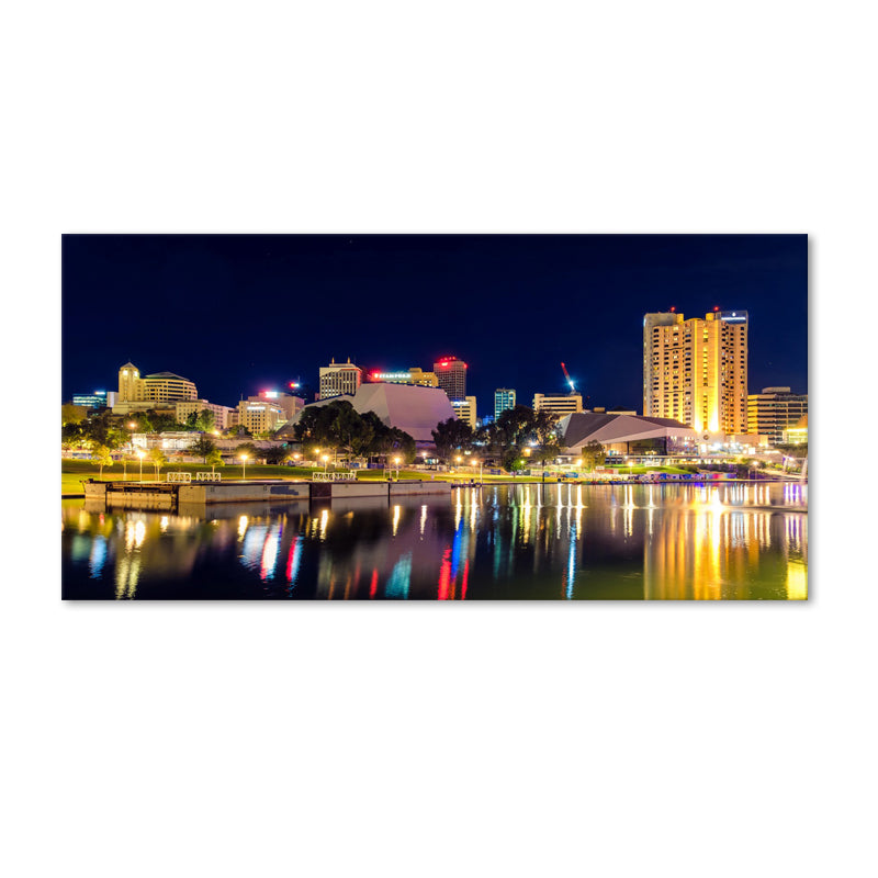 Adelaide Riverbank Skyline at Night Canvas Print - 100x200cm - JP518