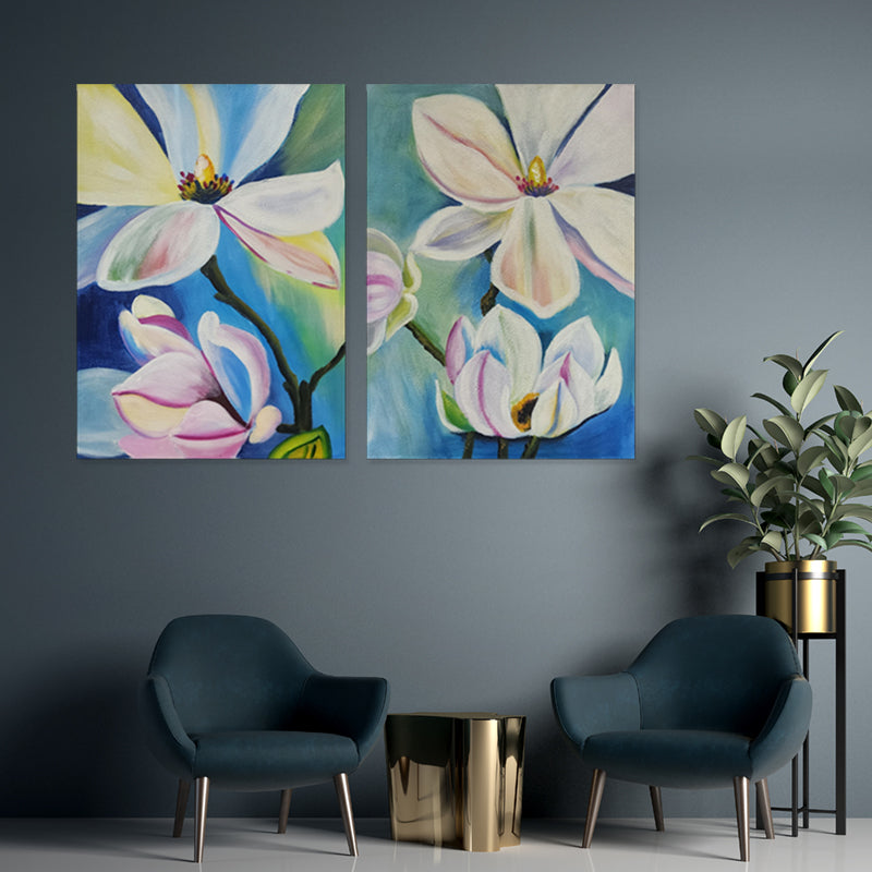 Magnolia Bliss – Diptych - Hand Painted Art - Set of 2 x 50x70cm -  MTO-259