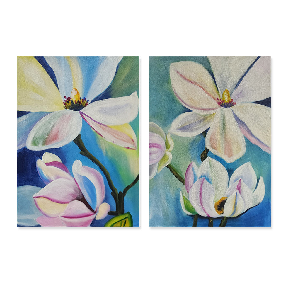 Magnolia Bliss – Diptych - Hand Painted Art - Set of 2 x 50x70cm -  MTO-259
