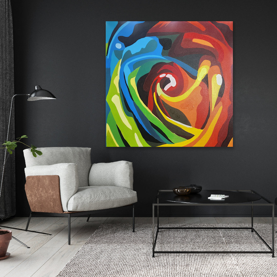 Floral Vortex - Hand Painted Art - 90x90cm - MTO-289