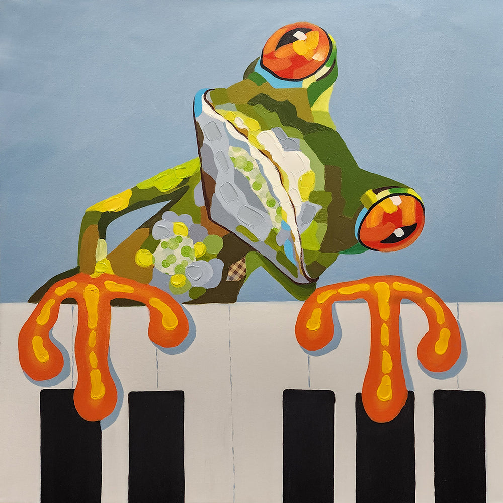 Frog Concerto - Hand Painted Art - 120x120cm - MTO-345