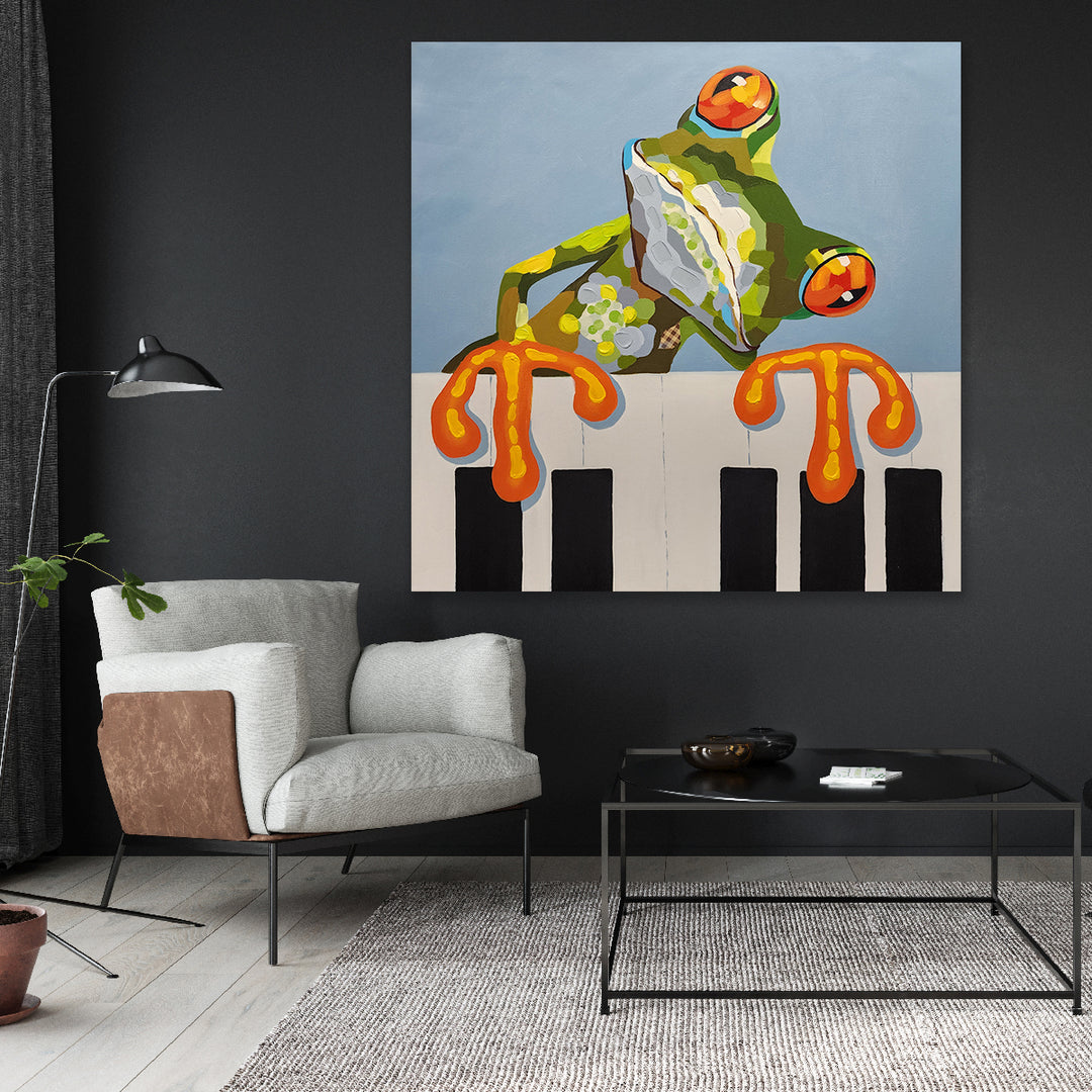 Frog Concerto - Hand Painted Art - 120x120cm - MTO-345