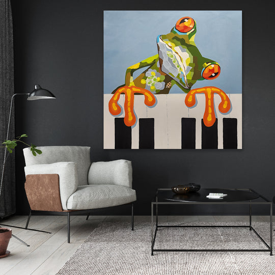 Frog Concerto - Hand Painted Art - 120x120cm - MTO-345