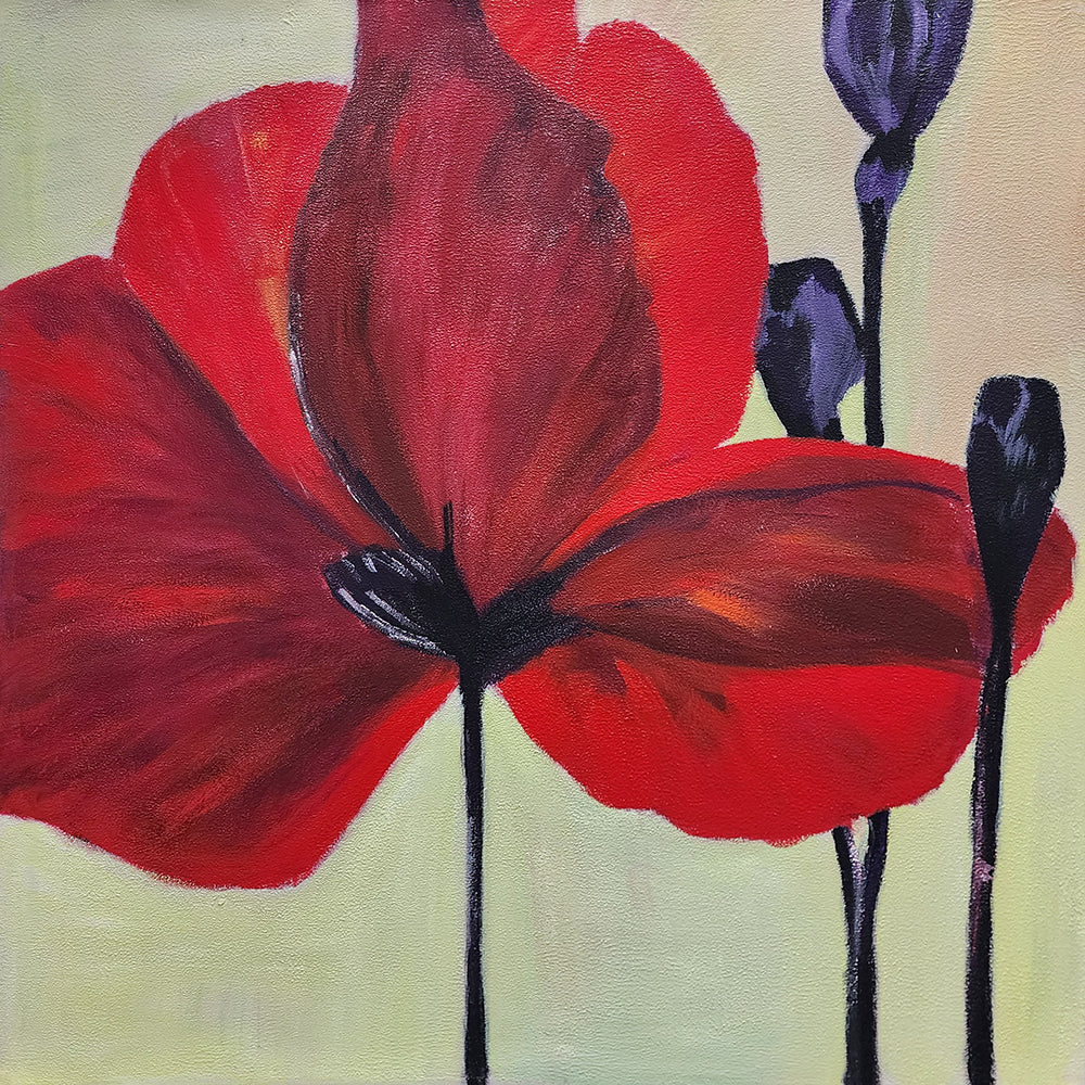 Scarlet Elegance - Hand Painted Art - 100x100cm - MTO-378