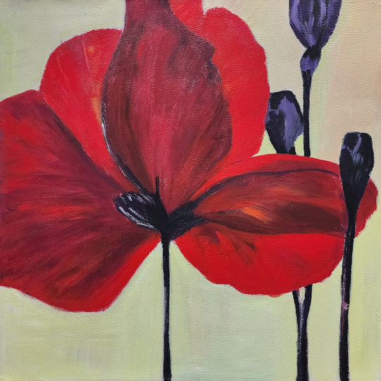 Scarlet Elegance - Hand Painted Art - 100x100cm - MTO-378