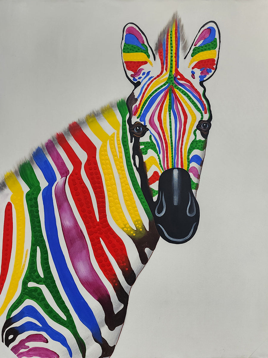 Rainbow Stripes - Hand Painted Art - 90x120cm - MTO-389