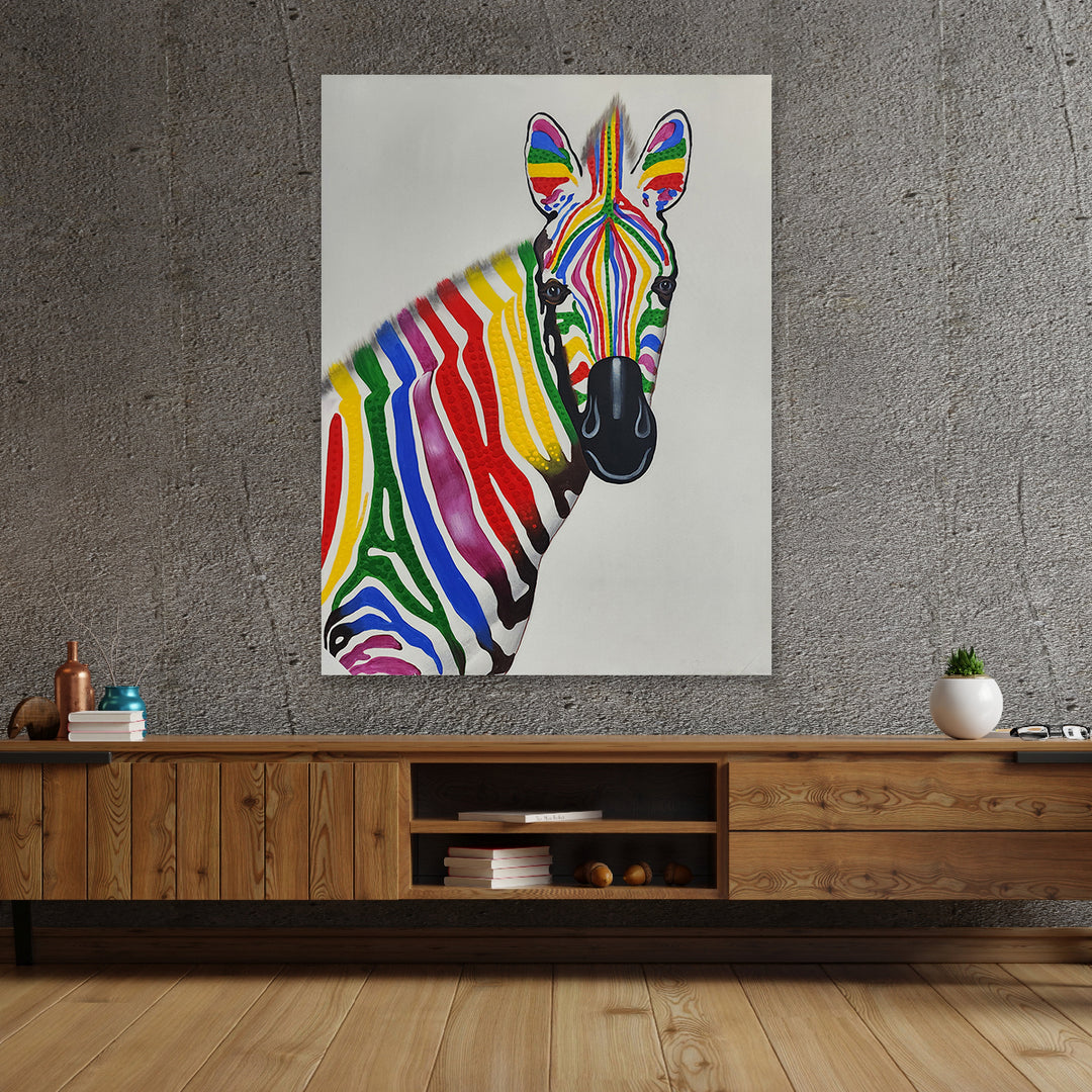 Rainbow Stripes - Hand Painted Art - 90x120cm - MTO-389