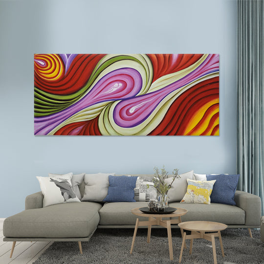 Vivid Flow Harmony - Hand Painted Art - MTO-439, 75x175cm