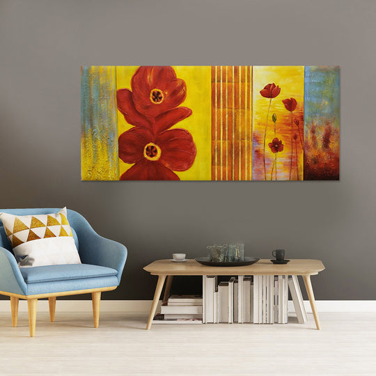 Golden Bloom Radiance - Hand Painted Art - MTO-440, 75x175cm