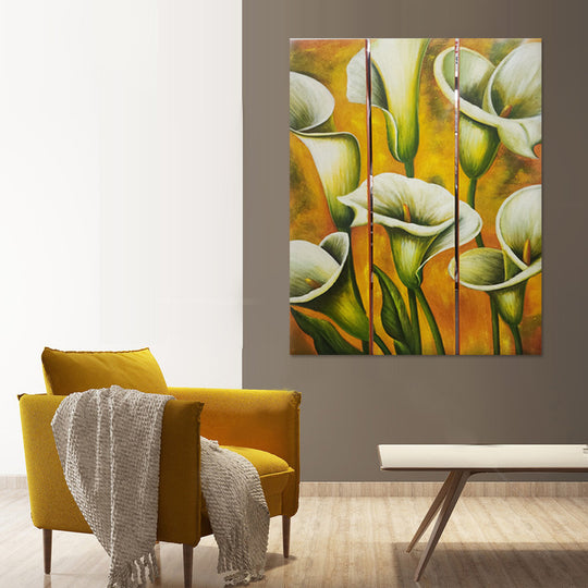 Golden Calla Harmony (3-Piece Set) - Hand Painted Art Set - MTO-452