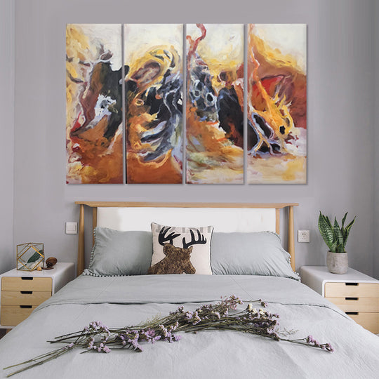 Ember Flow Quartet - Hand Painted Art Set of 4 - MTO-456