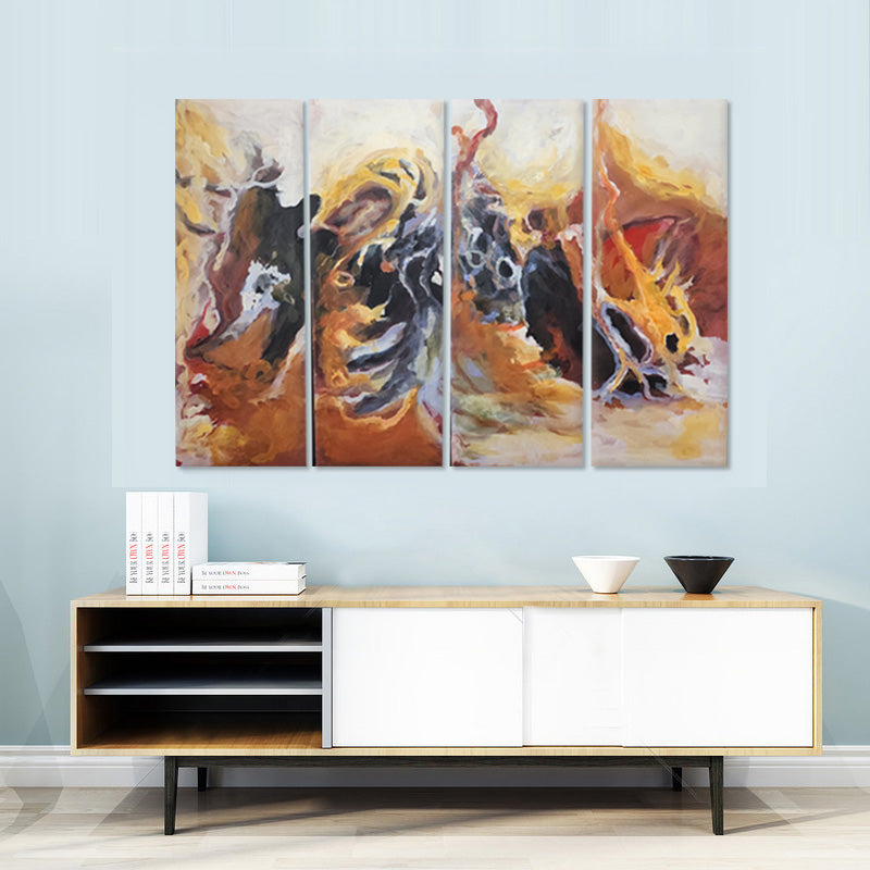 Ember Flow Quartet - Hand Painted Art Set of 4 - MTO-456