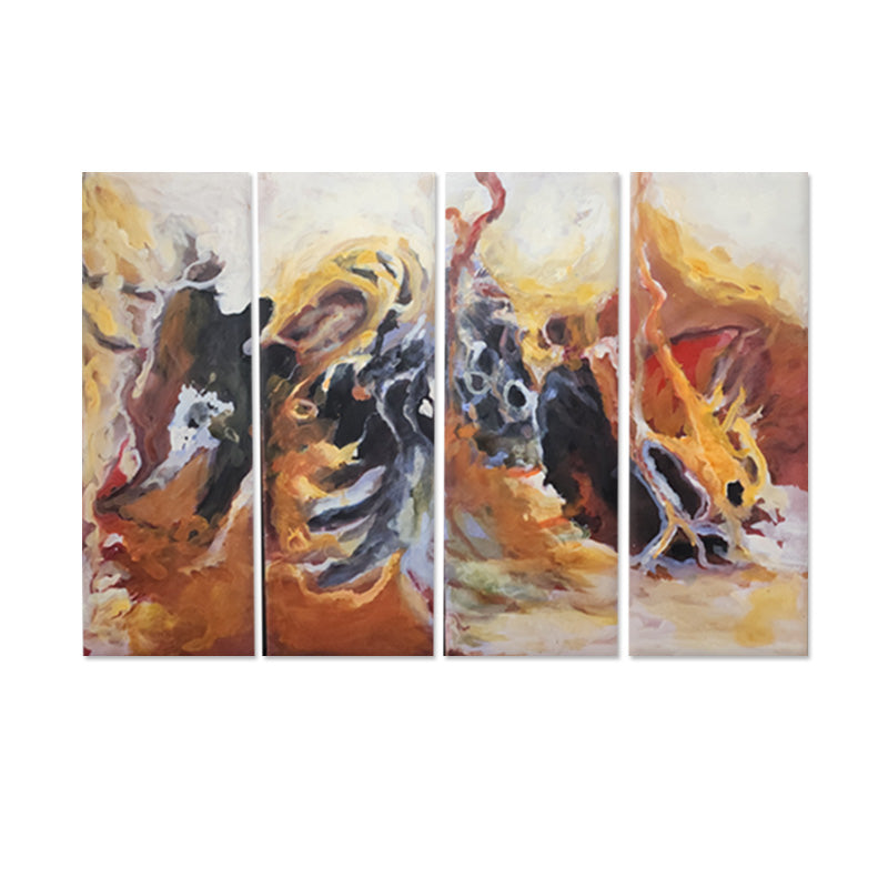 Ember Flow Quartet - Hand Painted Art Set of 4 - MTO-456