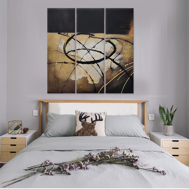 Orbiting Energy Trio - Hand Painted Art Set of 3 - MTO-458