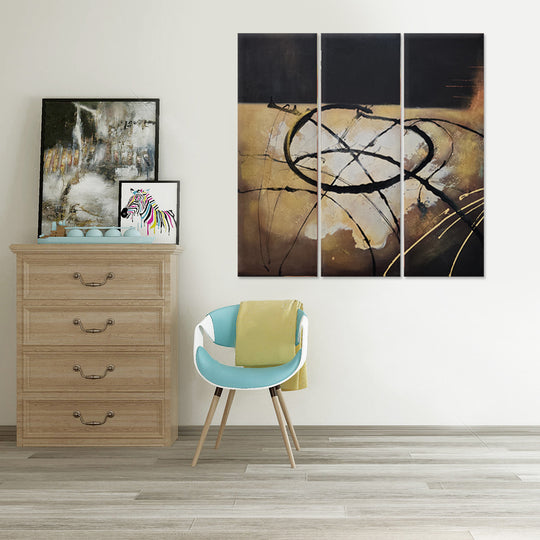 Orbiting Energy Trio - Hand Painted Art Set of 3 - MTO-458