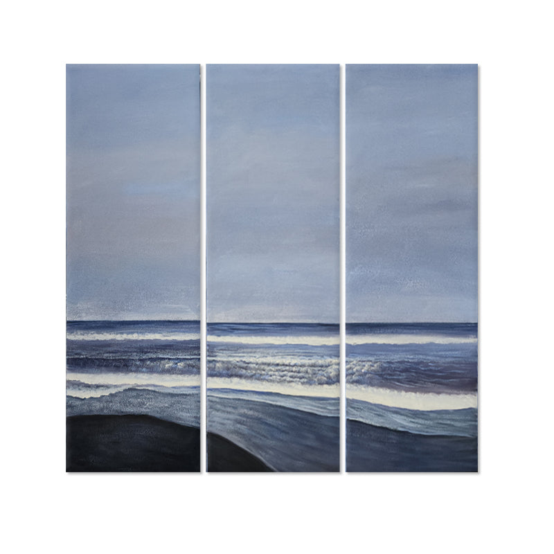 Tranquil Shoreline Triptych - Hand Painted Art Set of 3 - MTO-459, 40x120cm
